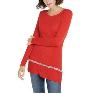 Inc International Concepts Red Tunic With Rhinestone Detail Size Large…